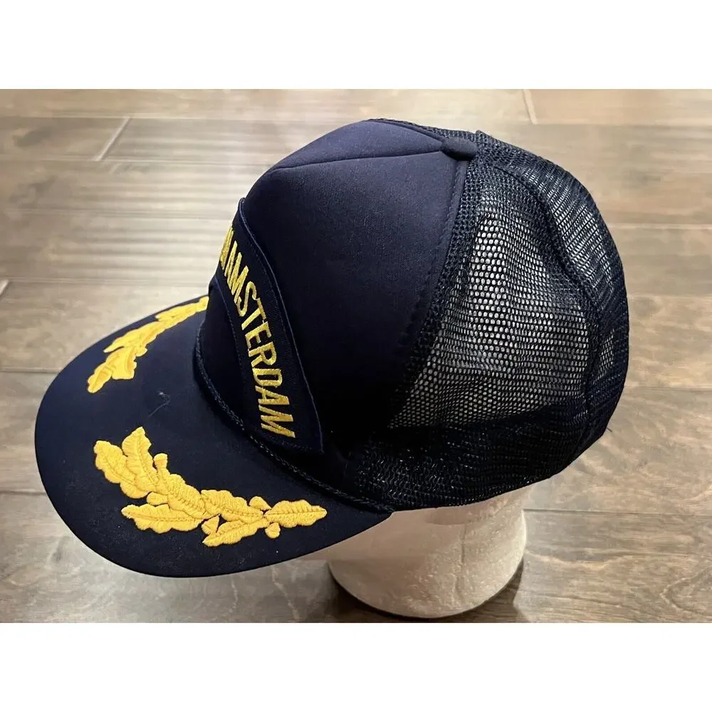 Vintage Mohrs Mens Blue MS Nieuw Amsterdam Adjustable Mesh Snapback Trucker Hat